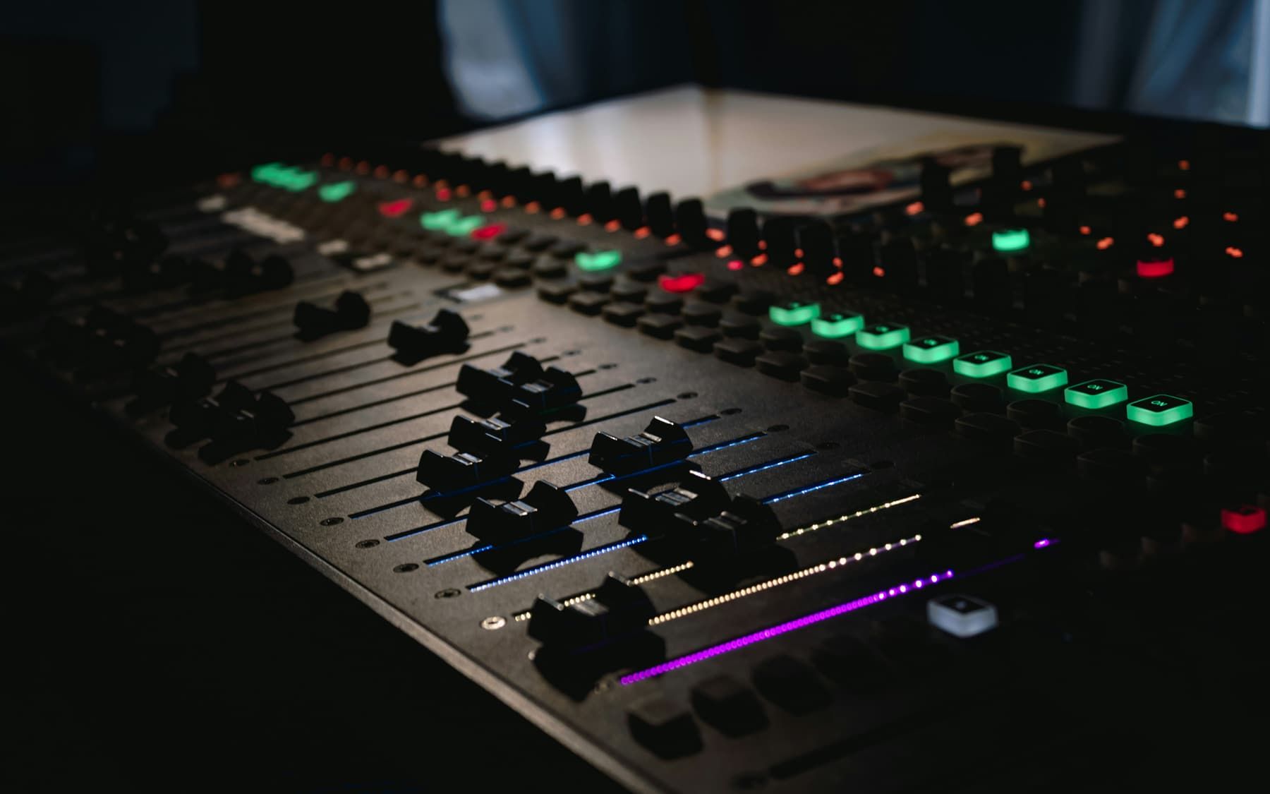 Audio mixer with green tones