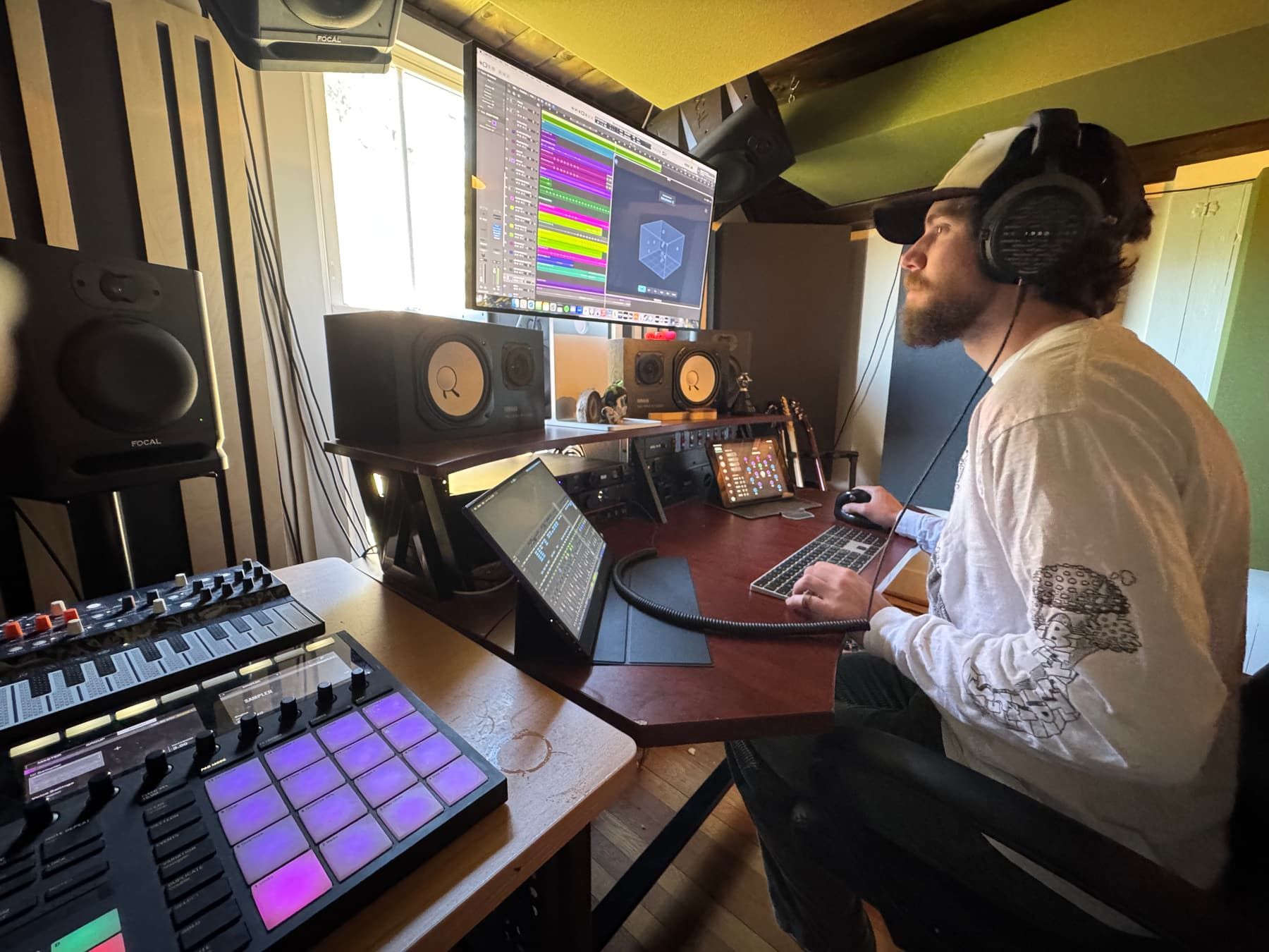 Will Hall mixing at Terra Echo Studios in the mountains of North Carolina